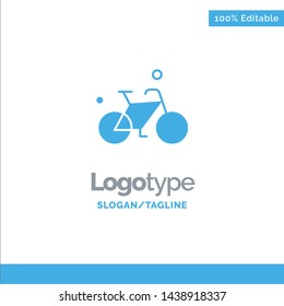 Bicycle, Bike, Cycle, Spring Blue Solid Logo Template. Place for Tagline