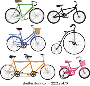 Bicycle Bike Cycling Cyclist Transportation Type, vector illustration cartoon.