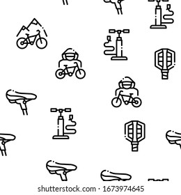Bicicleta Detalles Del Vector De Patrón Delgado Sin Perforación.Ilustraciones