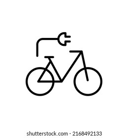 Bicicleta o bicicleta con un icono eléctrico. Concepto de transporte ecológico. Símbolo plano y moderno para: ilustración, contorno, logotipo, móvil, aplicación, diseño, web, dev, ui, ux, gui. EPS vectorial 10