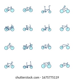 Bicycle, bike icon set. Simple cycle, bike colored outline icon sign concept. vector illustration. 