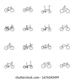 Bicycle, bike icon set. Simple cycle, bike thin line icon sign concept. vector illustration. 