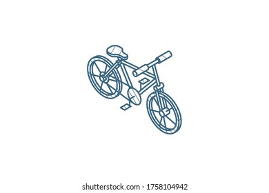 Bicycle, Bike Isometric Icon. 3d Vector Illustration. Isolated Line Art Technical Drawing. Editable Stroke