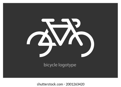 Bicycle. Bike logo. Black and white illustration on dark background.
