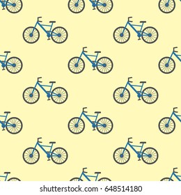 Bicycle bike pattern on the yellow background. Vector illustration