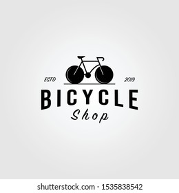 bicycle bike shop logo minimalist vintage vector icon design illustration