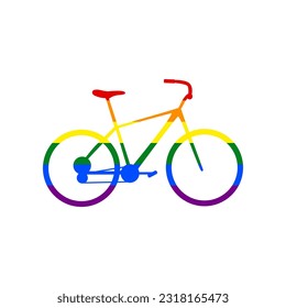 Bicycle, Bike sign. Rainbow gay LGBT rights colored Icon at white Background. Illustration.