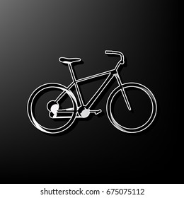 Bicycle, Bike sign. Vector. Gray 3d printed icon on black background.