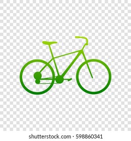 Bicycle, Bike sign. Vector. Green gradient icon on transparent background.