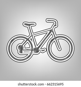 Bicycle, Bike sign. Vector. Pencil sketch imitation. Dark gray scribble icon with dark gray outer contour at gray background.