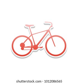 Bicycle, Bike sign. Vector. Reddish icon with white and gray shadow on white background. Isolated.