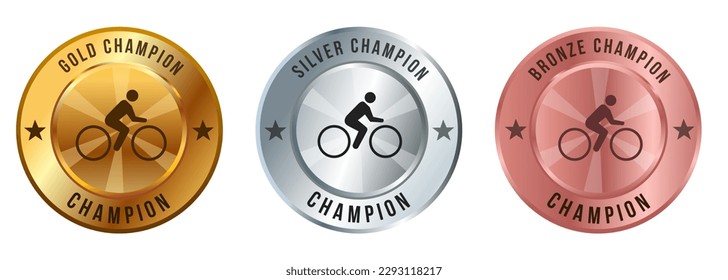 Bicycle biker cycle ride gold silver bronze medal medallion champion winner