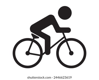 silueta negra de la bicicleta e icono editable de la línea del trazo. icono de ciclismo, símbolo de la bicicleta con el conductor en la carretera.