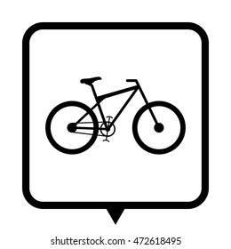 bicycle - black vector icon ; message bubble