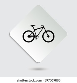 bicycle - black vector icon  on a paper button