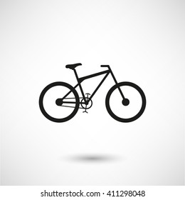 bicycle - black vector  icon with shadow