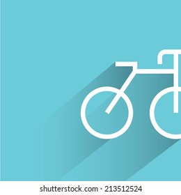 bicycle, blue background, flat and shadow theme design