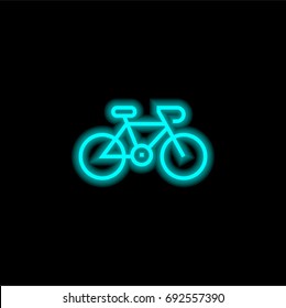 Bicycle blue glowing neon ui ux icon. Glowing sign logo vector