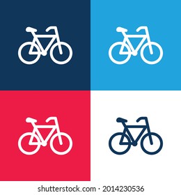 Bicycle blue and red four color minimal icon set