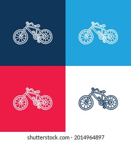 Bicycle blue and red four color minimal icon set