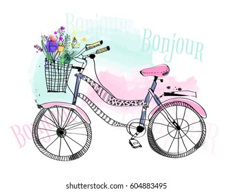 Bicycle bonjour vector card