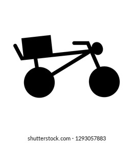 Bicycle with a box on the trunk - delivery service glyph icon - black