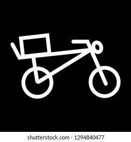 Bicycle with a box on the trunk - delivery service line art icon - white