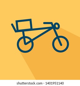 Bicycle with a box on the trunk - delivery service flat sign icon