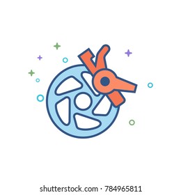 Bicycle brake icon in outlined flat color style. Vector illustration.