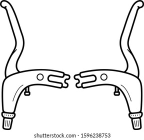 Bicycle brake levers. Vector outline icon.