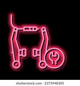 bicycle brake pads cleaning and adjustment neon light sign vector. bicycle brake pads cleaning and adjustment illustration