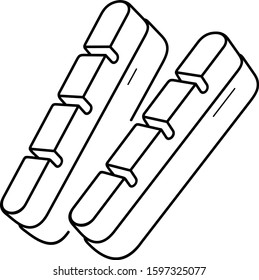 Bicycle brake pads. Vector outline icon.