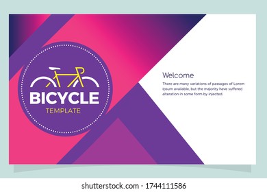 Bicycle brochure template layout design color pink and purple