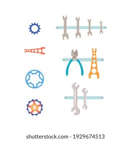 Bicycle business composition with flat cycling images isolated on blank background vector illustration