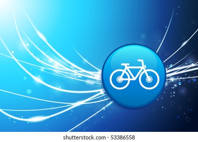 Bicycle Button on Blue Abstract Light Background Original Illustration