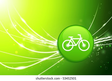 Botón de bicicleta sobre fondo de luz abstracta verde Ilustración original