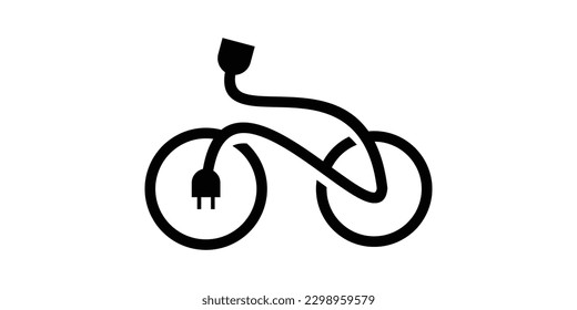 bicycle and cable electric line icon vector illustration