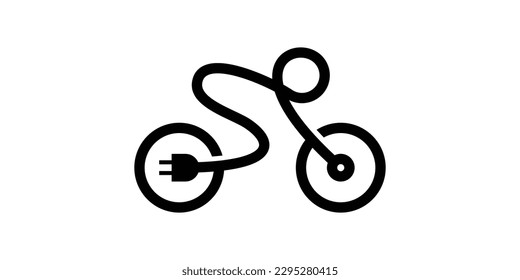 bicycle and cable electric line ikon logo logo design vector illustration