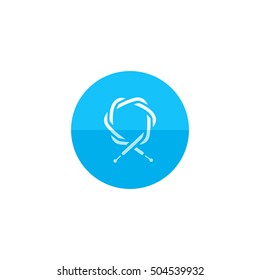 Bicycle cable icon in flat color circle style. Parts repair maintenance transportation sport