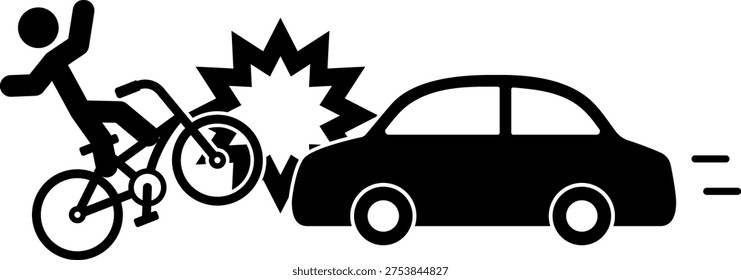 Bicycle and car accident isolated vector illustration