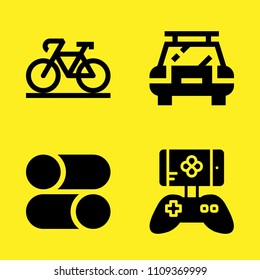 bicycle, car, controls and game controller vector icon set. Sample icons set for web and graphic design