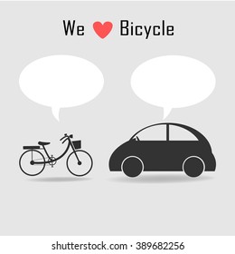 bicycle and car icons with grey background ,vector illustration