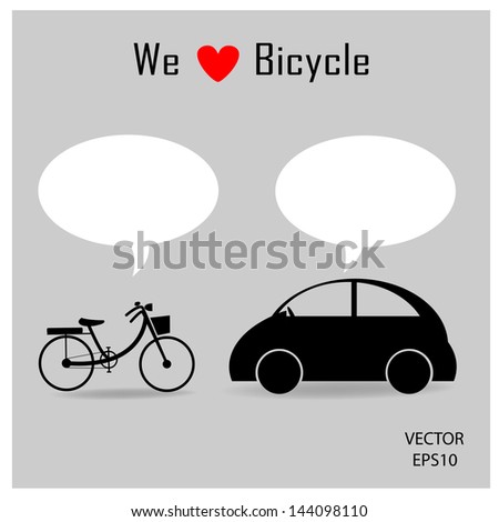 bicycle and car icons with grey background ,vector