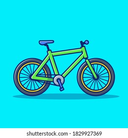 Bicycle Cartoon Vector Icon Illustration. Sport Recreation Icon Concept Isolated Premium Vector. Flat Cartoon Style