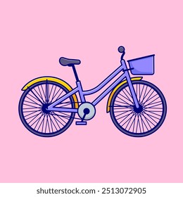 Bicycle Cartoon Vector Icon Illustration. Sport Recreation Icon Concept Isolated Premium Vector. Flat Cartoon Style