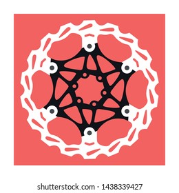 Bicycle cassette on the red background, vector. Steel gears