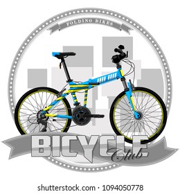 A bicycle of a certain type, on a symbolic background. Bicycle, text and background are located on separate layers.

