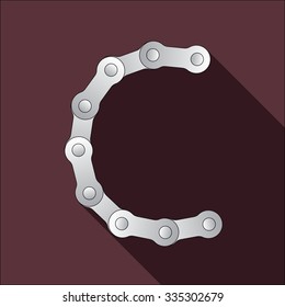 Bicycle chain alphabet letters with drop shadow background. Illustration VECTOR EPS10