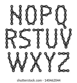 Bicycle chain alphabet. Vector.