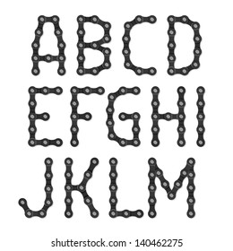 Bicycle chain alphabet. Vector.